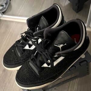 Nike Jordan 3 Retro AWOK Vogue Womens Black glitter sneakers